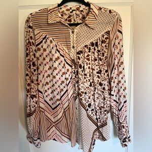Free People Floral Button Down Blouse